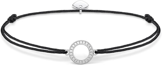 Sparkling Circle Charm Bracelet: Sterling Silver, Zirconia, Adjustable, Elegant, Dainty