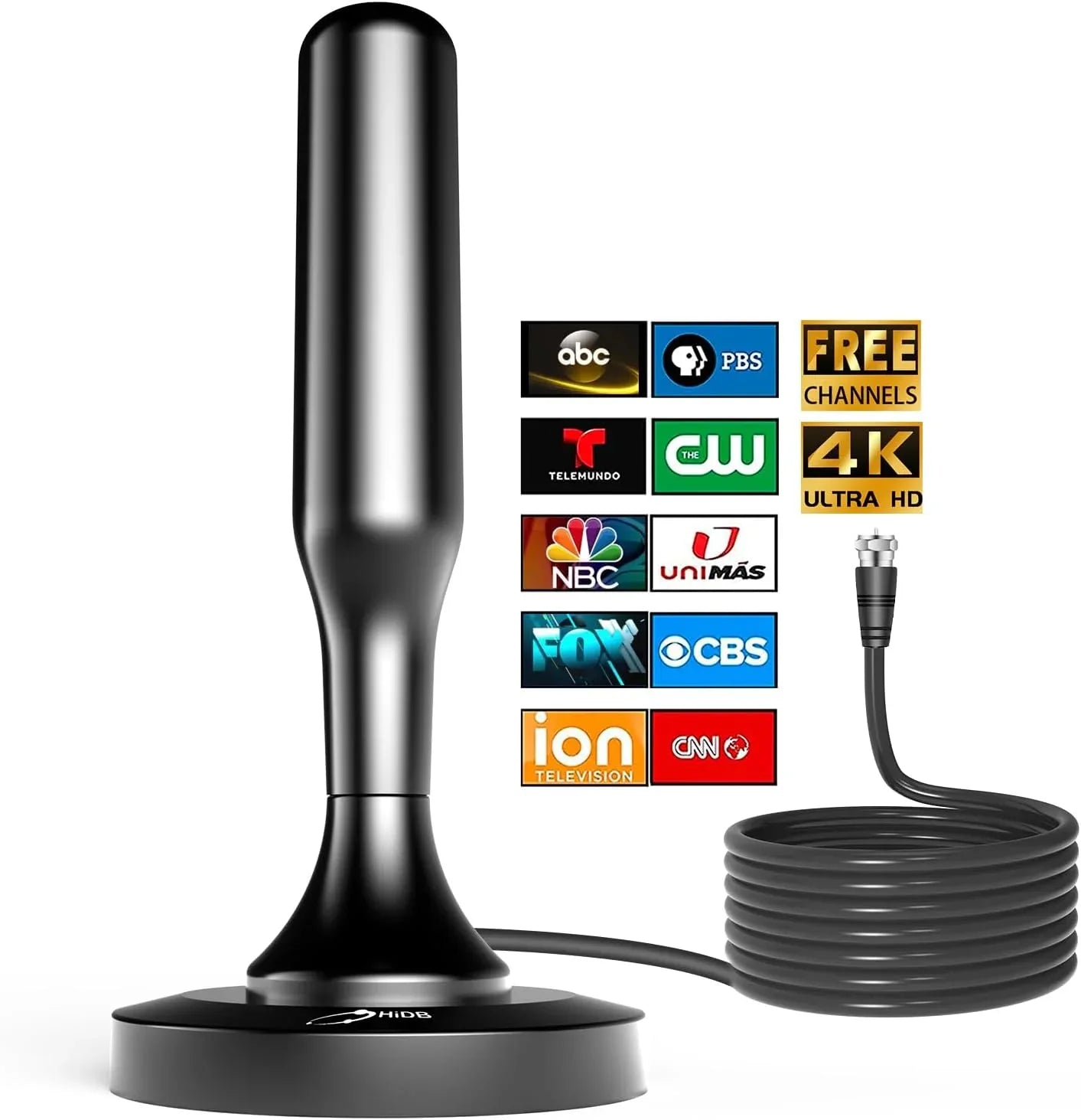 HIDB Indoor Digital TV Antenna with Magnetic Base, 10ft Cable - Gomix Brands Outlet