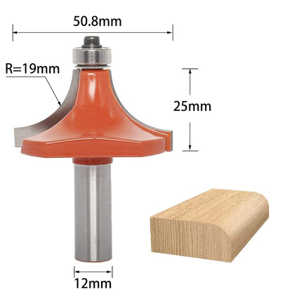 Sinoprotools Rounding Cutter 12 mm Shank 25 mm Radius Router Bit with Ball Bearing