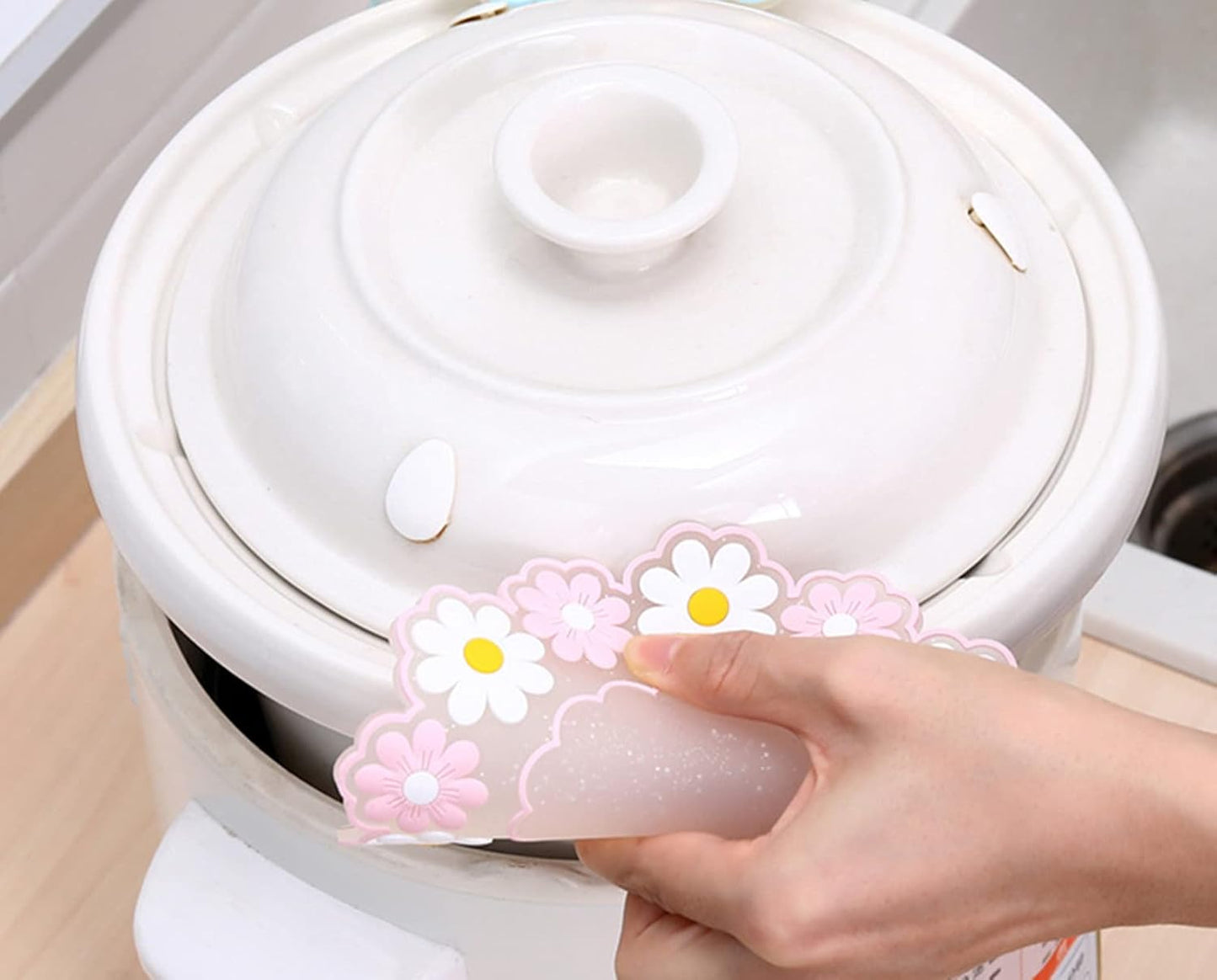 Xeahung Flower Silicone Coasters Set 4 Pack Pink