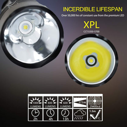 1000 Lumen Super Bright XPL-LED Dive Torch Waterproof 80M