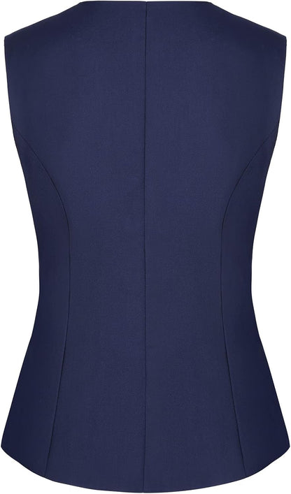 Navy Blue Women's Vest Waistcoat with Pockets – MINTLIMIT