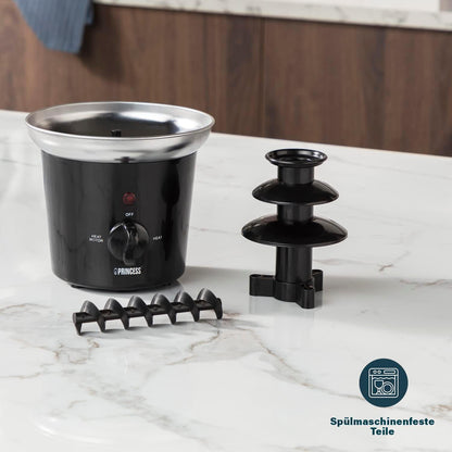 Princess 3‑Tier Stainless Steel Chocolate Fountain with Warm‑Keep, 0.4L