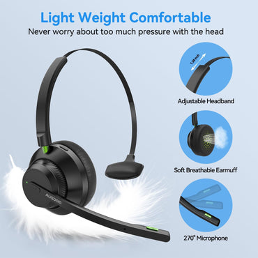 AUSDOM A2301 Trucker Bluetooth Headset with AI Noise Cancelling