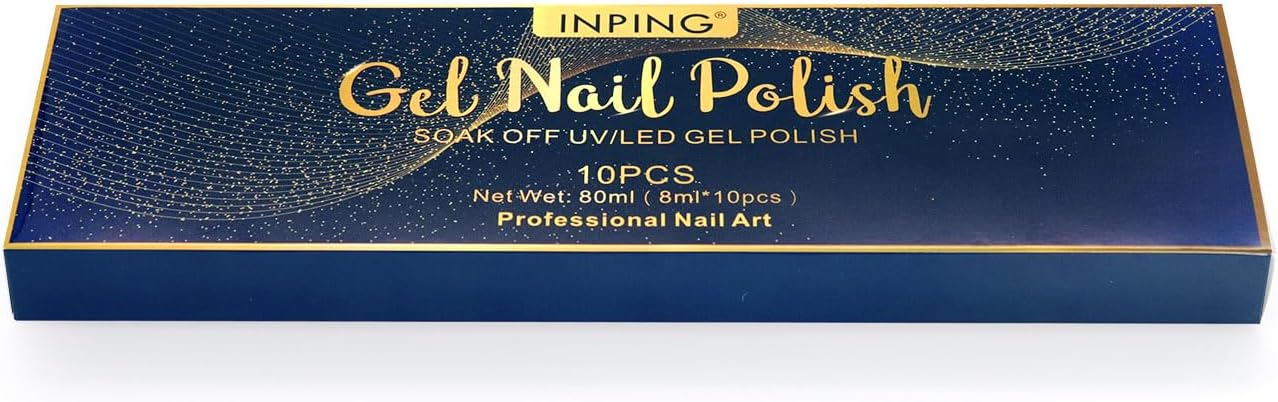 INPING 10-Color Red Black Glitter UV Gel Nail Polish Set