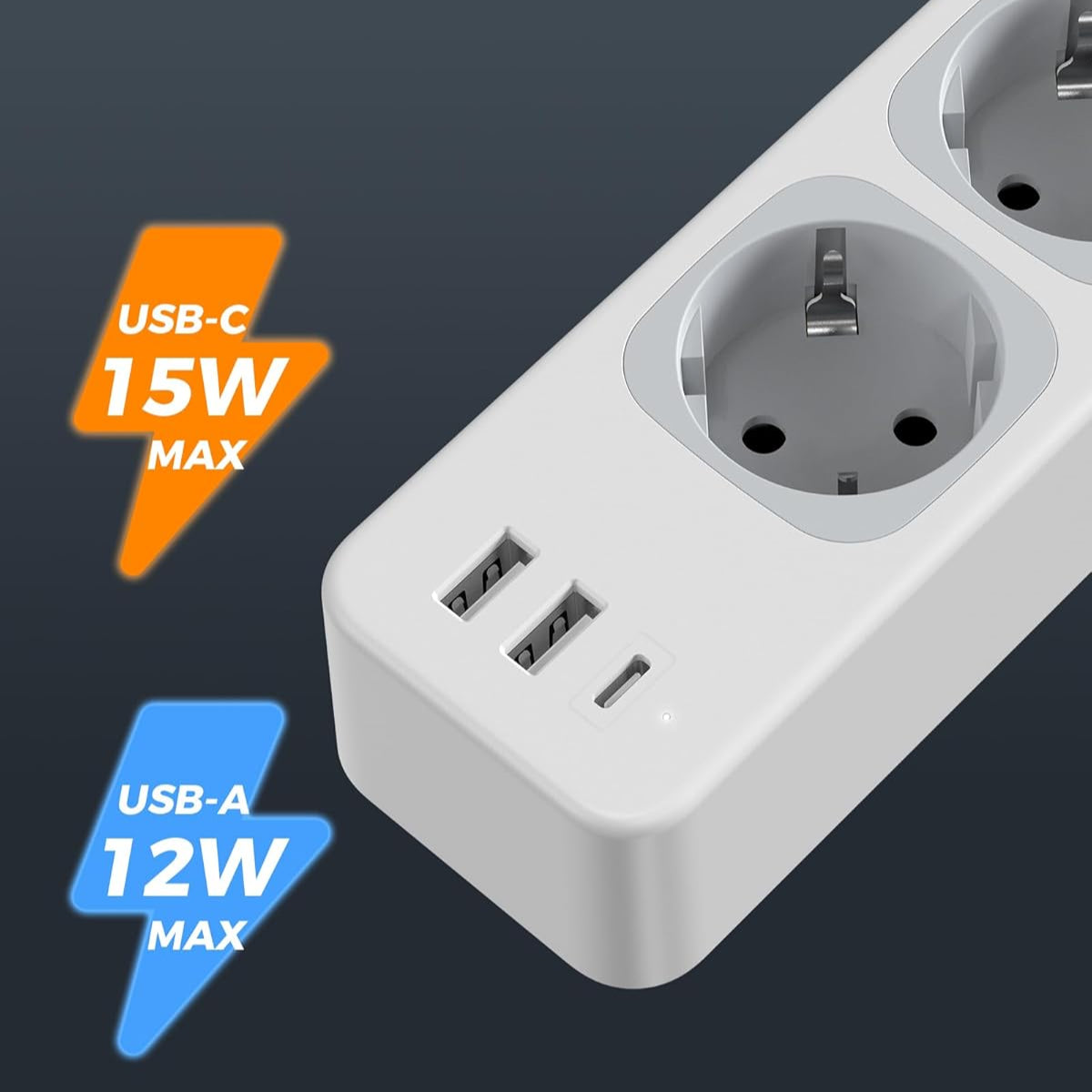 TESSAN 7-in-1 Power Strip with 4 AC Outlets, USB-C, 2 USB-A Ports