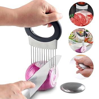 Stainless Steel Onion Holder Slicer Aid for Fruits Vegetables - Gomix Brands Outlet