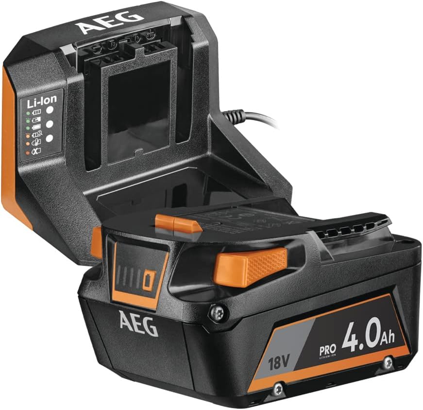 AEG 18V 4Ah Pro Lithium Battery + Rapid Charger – Compact Power Pack