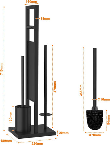 Ibergrif Black Freestanding Toilet Roll Holder with Brush Set