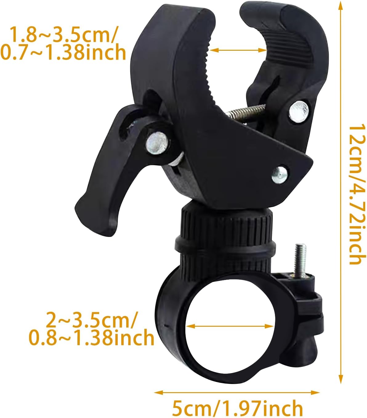 Universal 360° Rotating Bike Light Mount – Black, Fits 20-35mm Handlebars