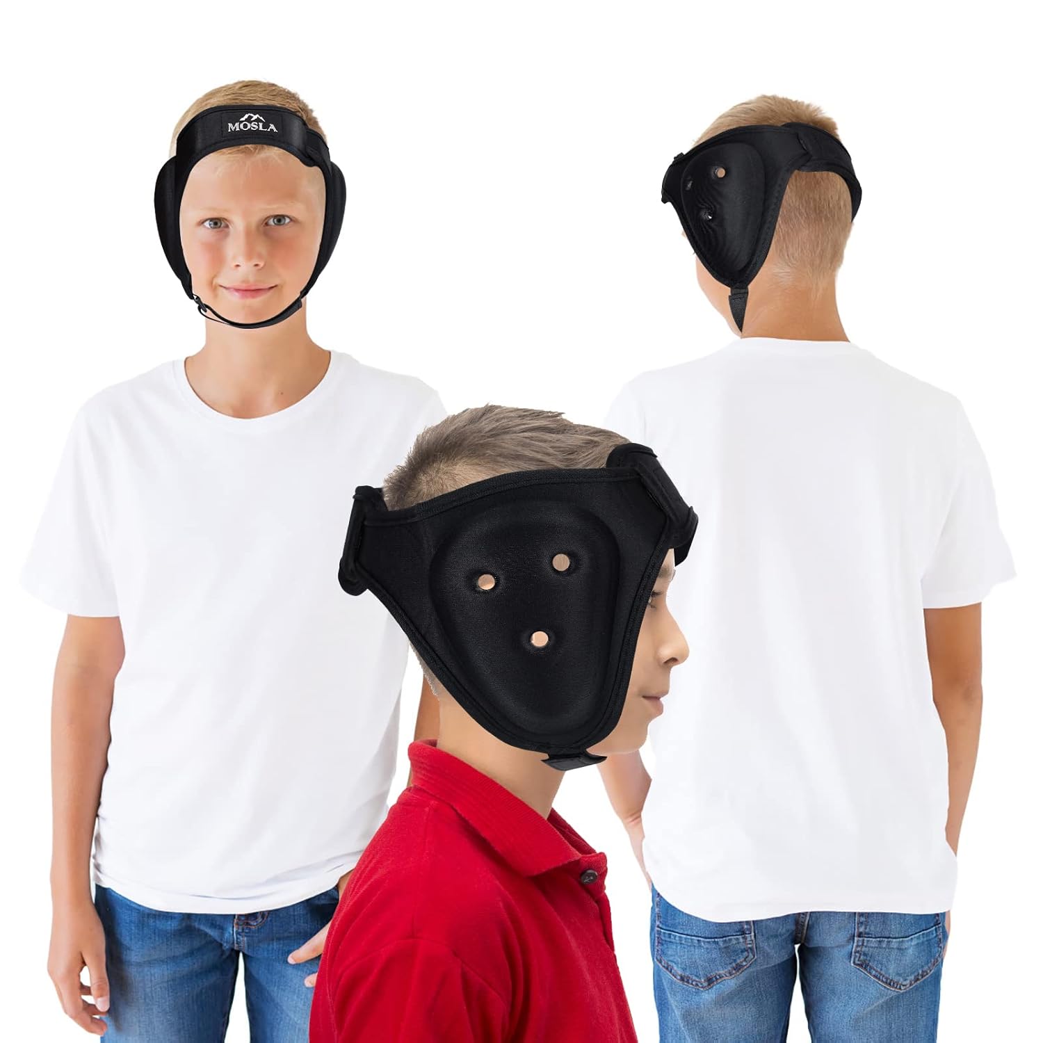 Adjustable Black Wrestling Headgear with Ear Guards for MMA