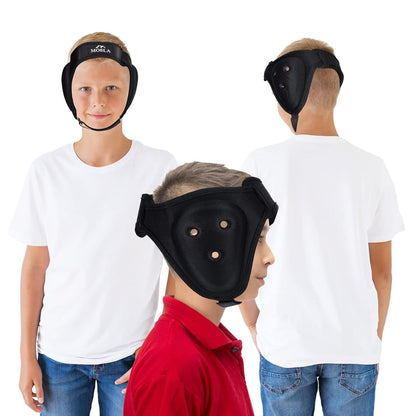 Adjustable Black Wrestling Headgear with Ear Guards for MMA