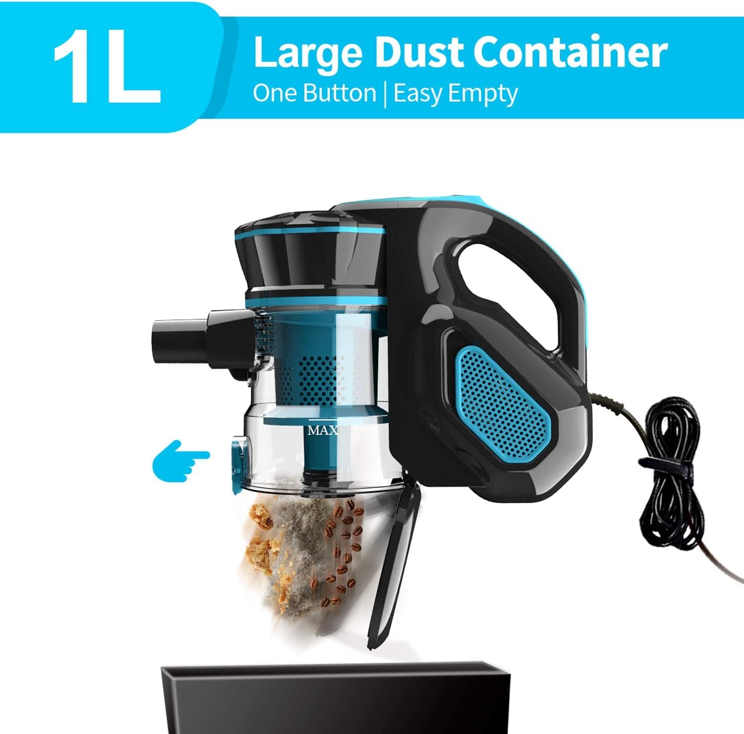 INSE I5 600 W Corded Stick Vacuum Cleaner 18 kPa Suction 6 m Cable Blue