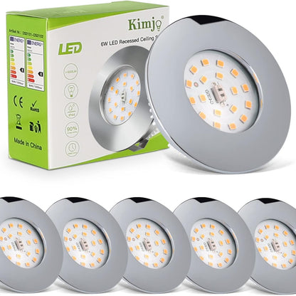 Kimjo 6W Warm White LED Recessed Ceiling Light 6-Pack