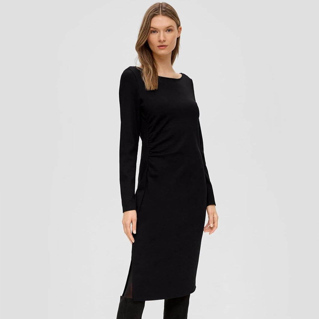 s.Oliver Black Label Viscose Mix Jersey Ruffle Dress