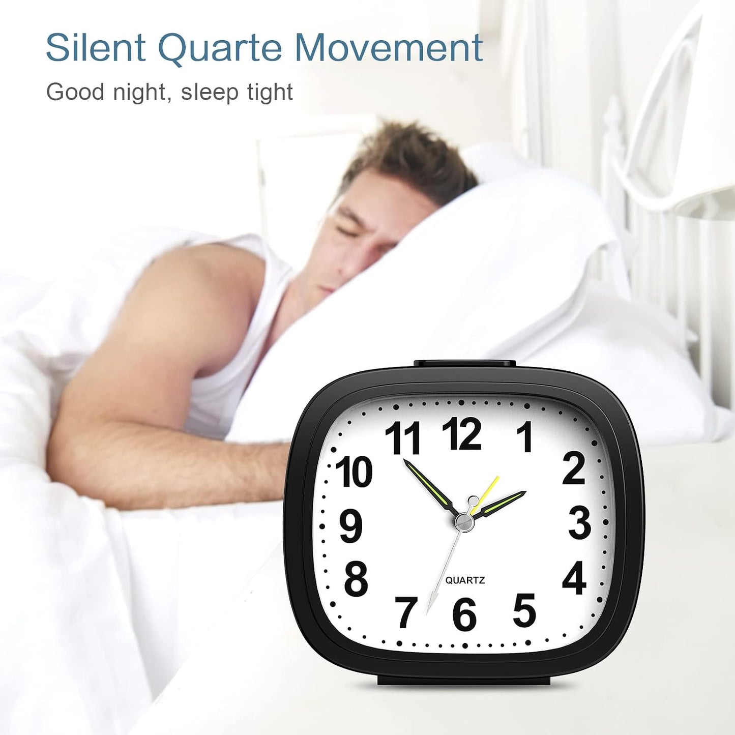 Ankilo Silent Analog Alarm Clock for Bedroom