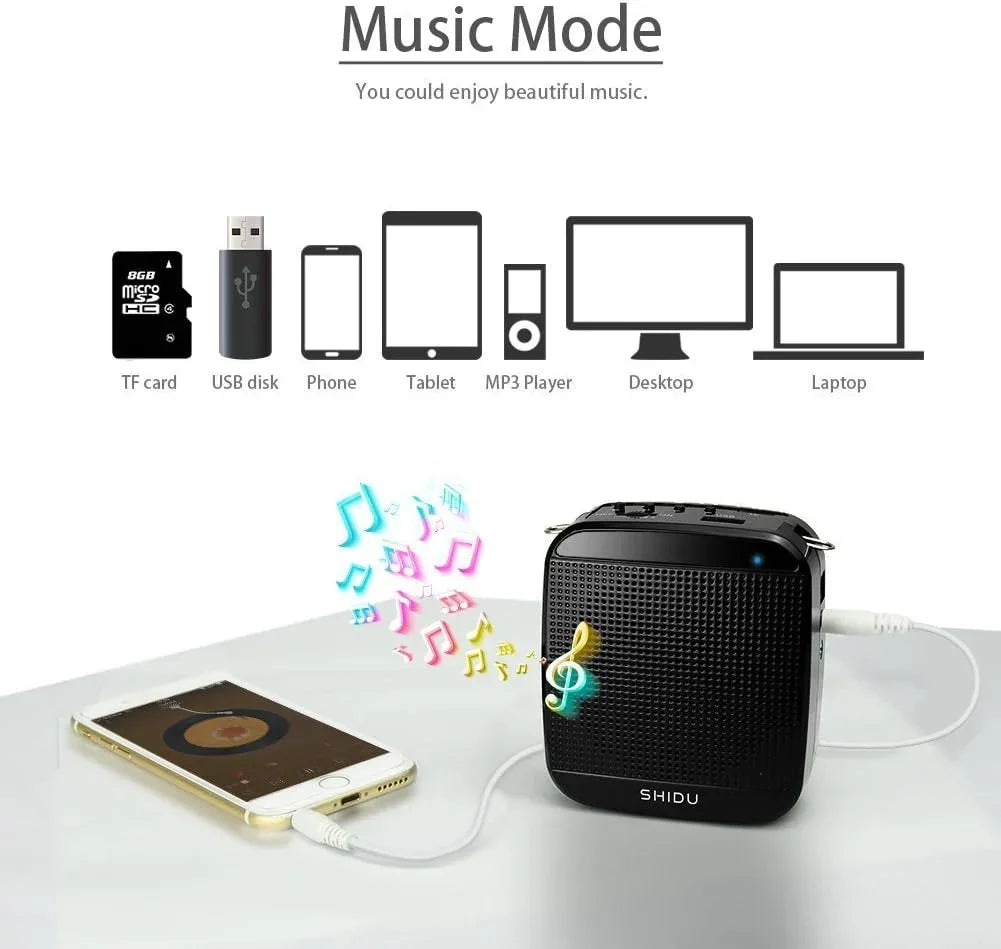 SHIDU 18W Wireless Voice Amplifier with UHF Mic for Presenters - Gomix Brands Outlet