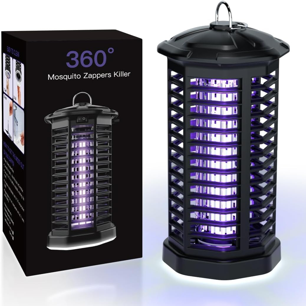 MPETAPT Electric Bug Zapper with LED Light 15W Metal Mesh Mosquito Fly Killer for Indoor Home Garden Patio Backyard