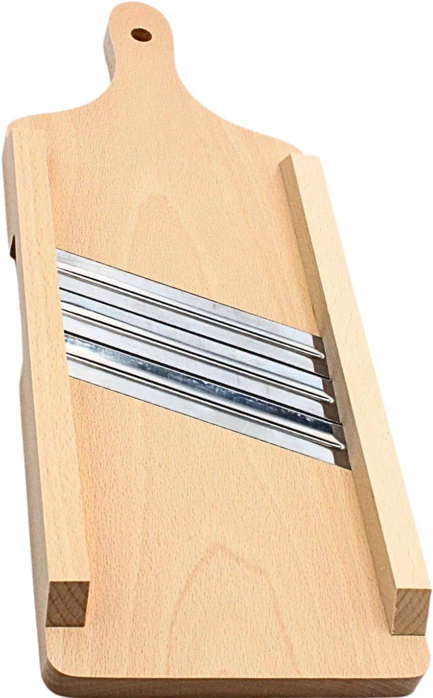 Natural Wood Cucumber and Herb Slicer with Stainless Steel Blades