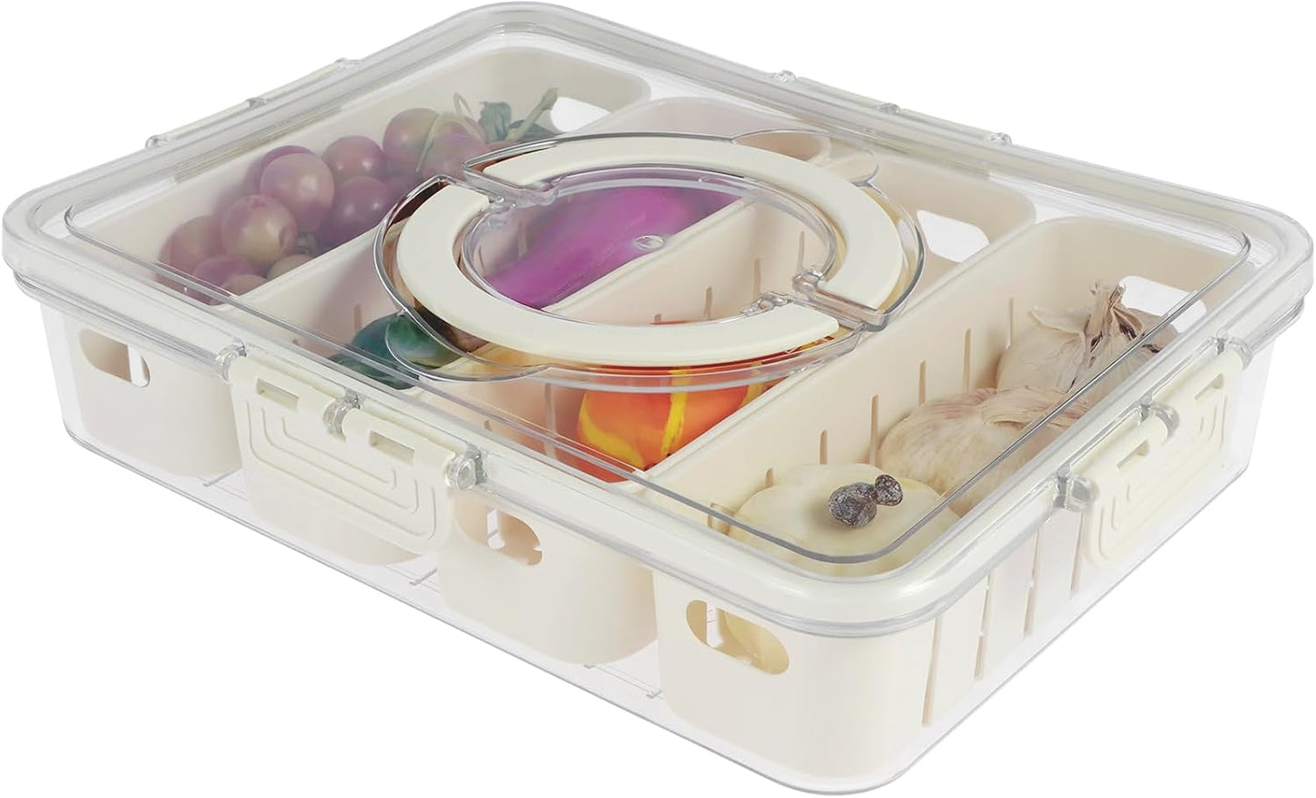 SHASUXTING 4‑Compartment Divided Serving Tray with Sealing Lid