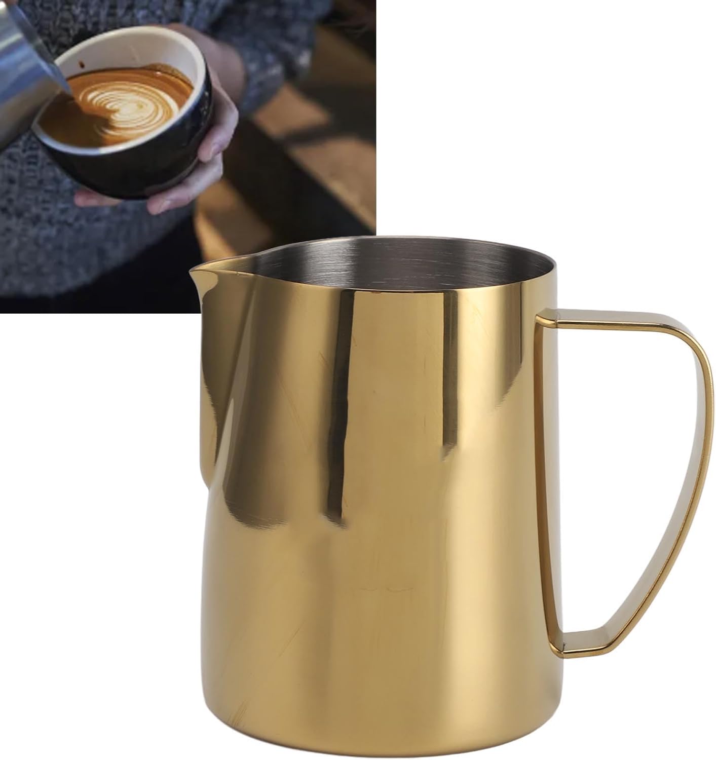 Coffee Milk Cup Easy Control Multipurpose Frothing Pitcher Golden 600ml