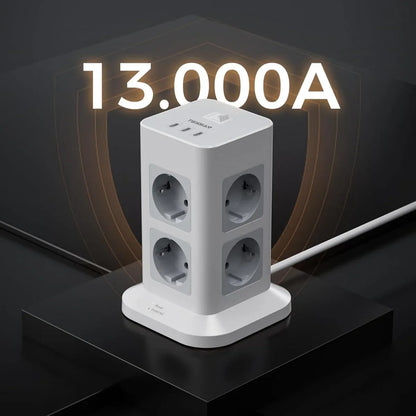 TESSAN 8-Way Power Strip Tower: 3 USB-C, Surge Protection, 2M Cord - Gomix Brands Outlet