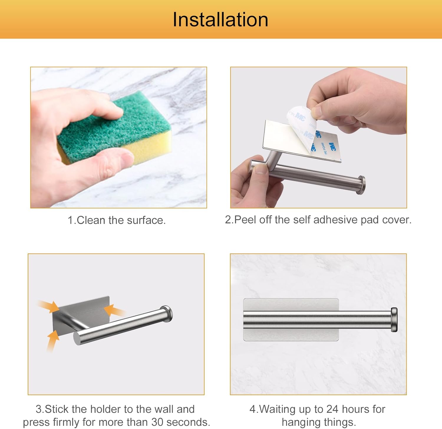 Ibergrif Self-Adhesive Stainless Steel Toilet Paper Holder Grey