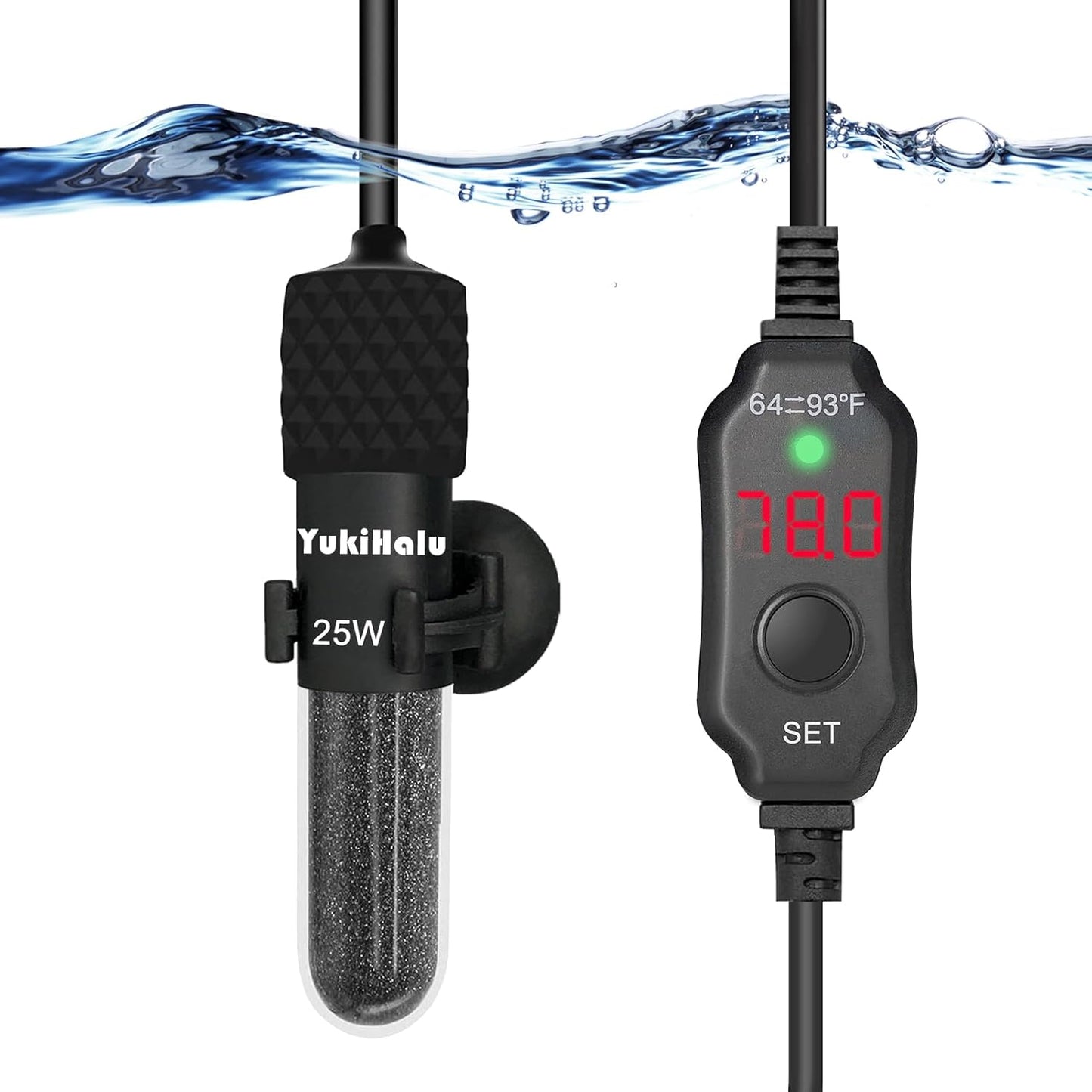 YukiHalu Compact Submersible Aquarium Heater with LED Display