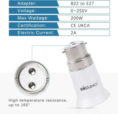 DiCUNO 6-Pack B22 to E27 Socket Converter for LED Bulbs - Gomix Brands Outlet