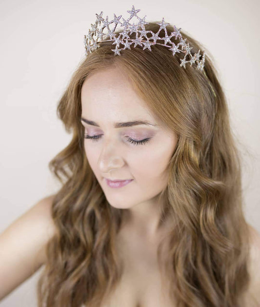 Bling Rhinestone Star Crown Headband for Wedding & Parties