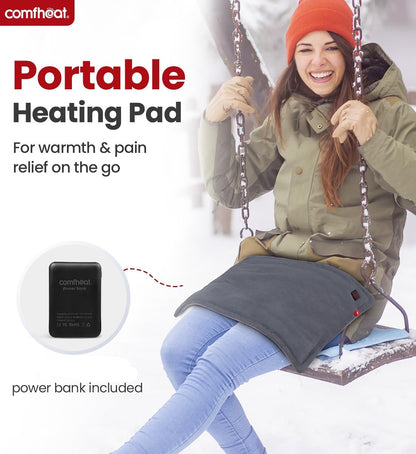 Comfheat Rechargeable Weighted Heating Pad with Battery 3 Heat Settings Grey UK-146