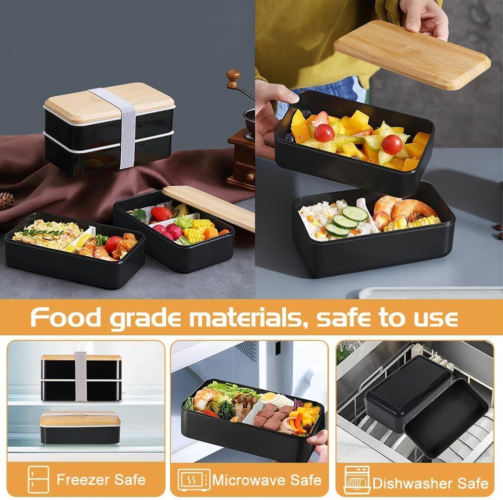 Aiuuee ALC263 Lunch Box Set 1400ml Black