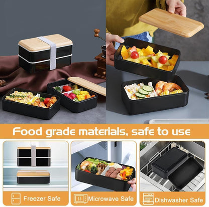 Aiuuee ALC263 Lunch Box Set 1400ml Black