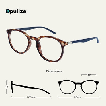 OPULIZE Met Blue Light Reading Glasses – Slim Round 1x