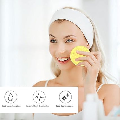 Fodlon Face Wash Sponge, Natural Cellulose Cleansing Sponge for Facial Spa Massage