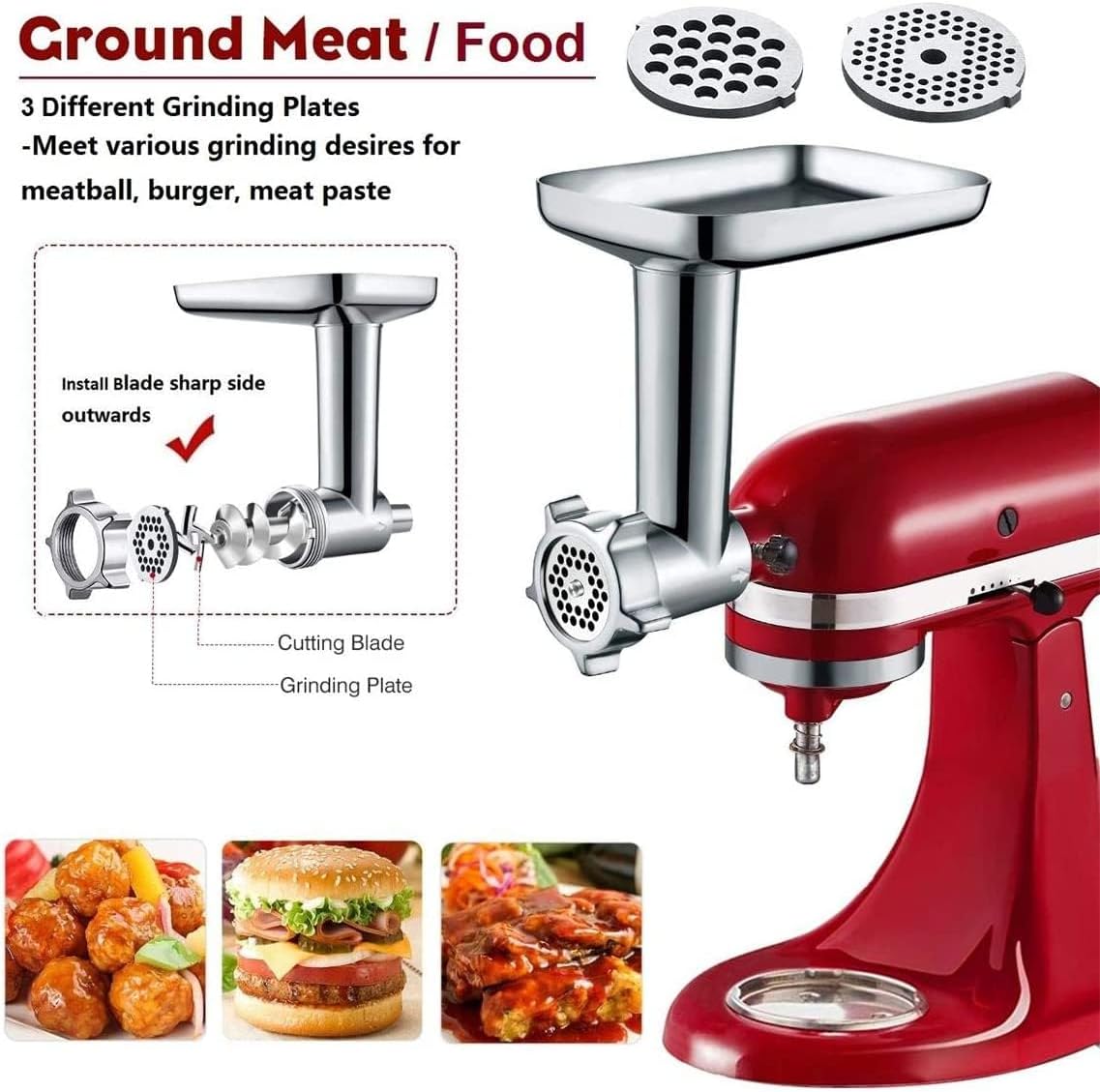 GVODE Heavy-Duty Meat Grinder Attachment for KitchenAid Mixer