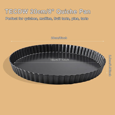 TECDW 8‑Inch Non‑Stick Round Quiche Pan with Removable Bottom