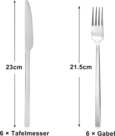 QUCHER 12‑Piece Polished Stainless Steel Flatware Set for Dining