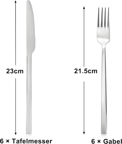 QUCHER 12‑Piece Polished Stainless Steel Flatware Set for Dining