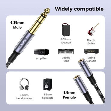 MOSWAG 1/4-inch TRS to Dual 1/8-inch Female Y Cable