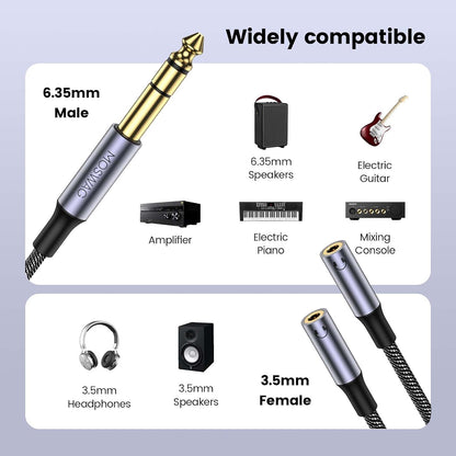MOSWAG 1/4-inch TRS to Dual 1/8-inch Female Y Cable