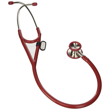 Gima 32551 Dual‑Head Cardiology Stethoscope with Burgundy PVC Tube