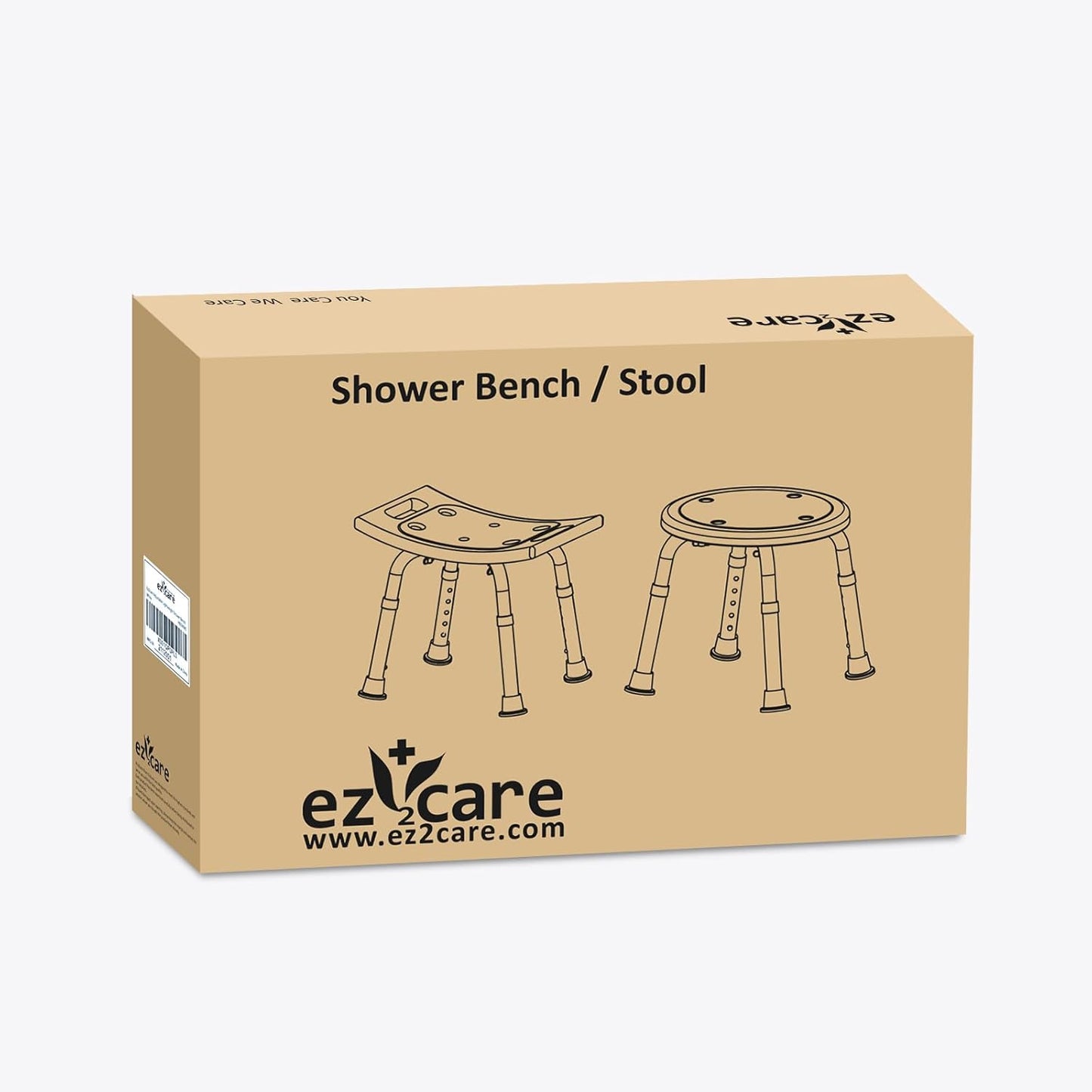 Ez2Care Adjustable Non-Slip Shower Chair with Suction Feet - 300lb Capacity