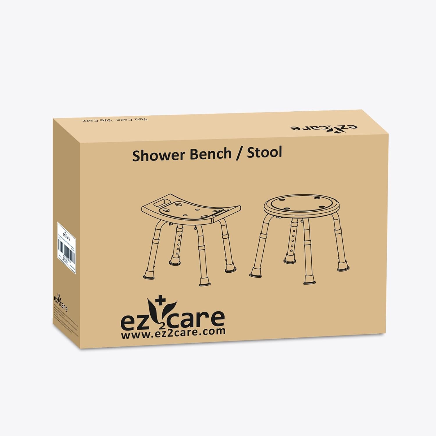 Ez2Care Adjustable Non-Slip Shower Chair with Suction Feet - 300lb Capacity