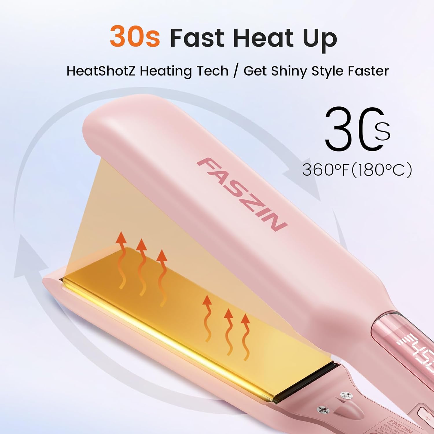 Faszin Professional 1.65" Wide-Plate Titanium Hair Straightener Pink