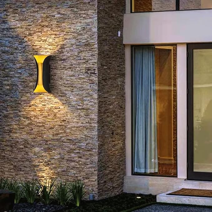 LED Wall Lamp Indoor Outdoor Modern Plastic Up and Down Single Light 10W 3000K Black and Gold