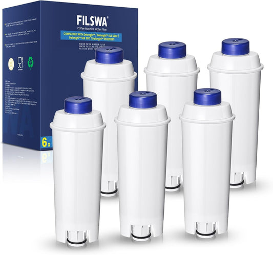 FILSWA DeLonghi Water Filter Replacement – 6 Pack Compatible with ECAM, Magnifica, Prima Donna