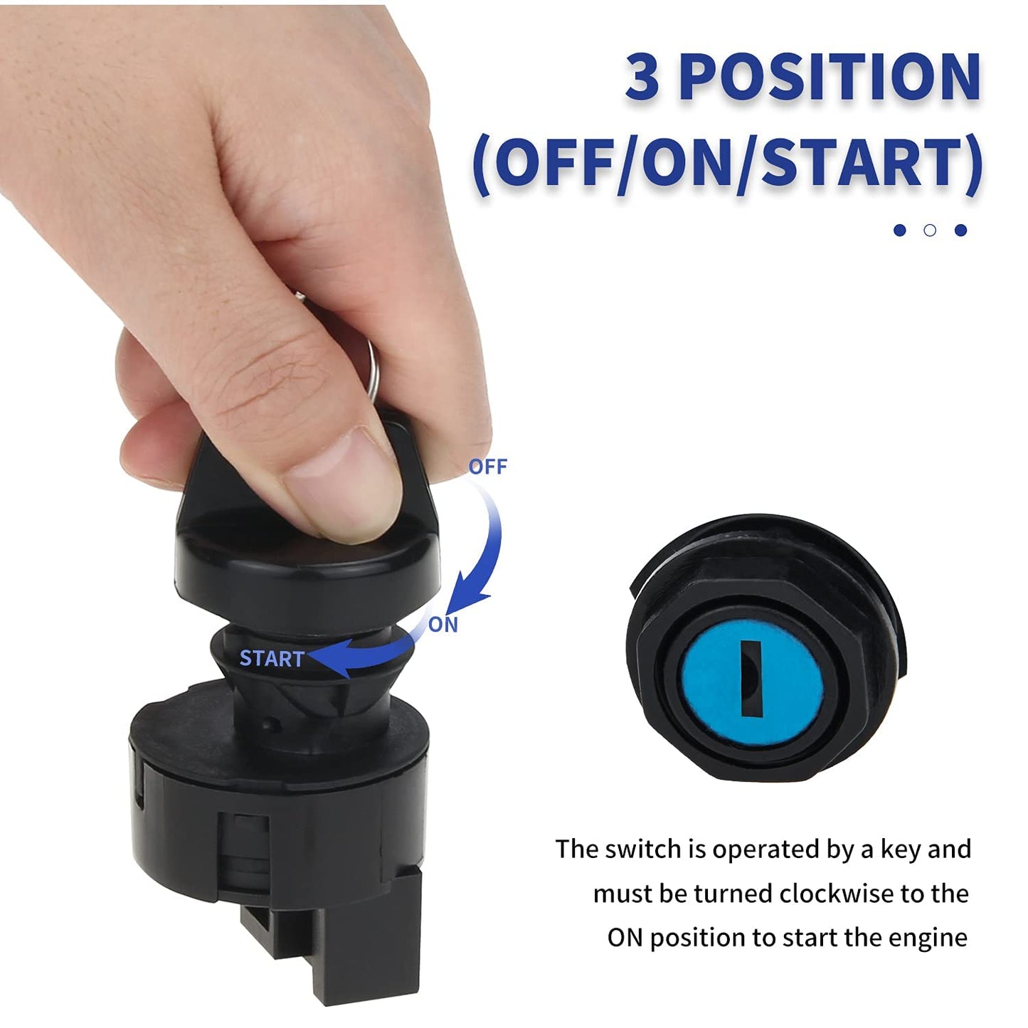 Tecreddy Ignition Key Switch 6 Pin 3 Position for Polaris Ranger RZR Sportsman 2001-2018, Replace 4011002 4012165