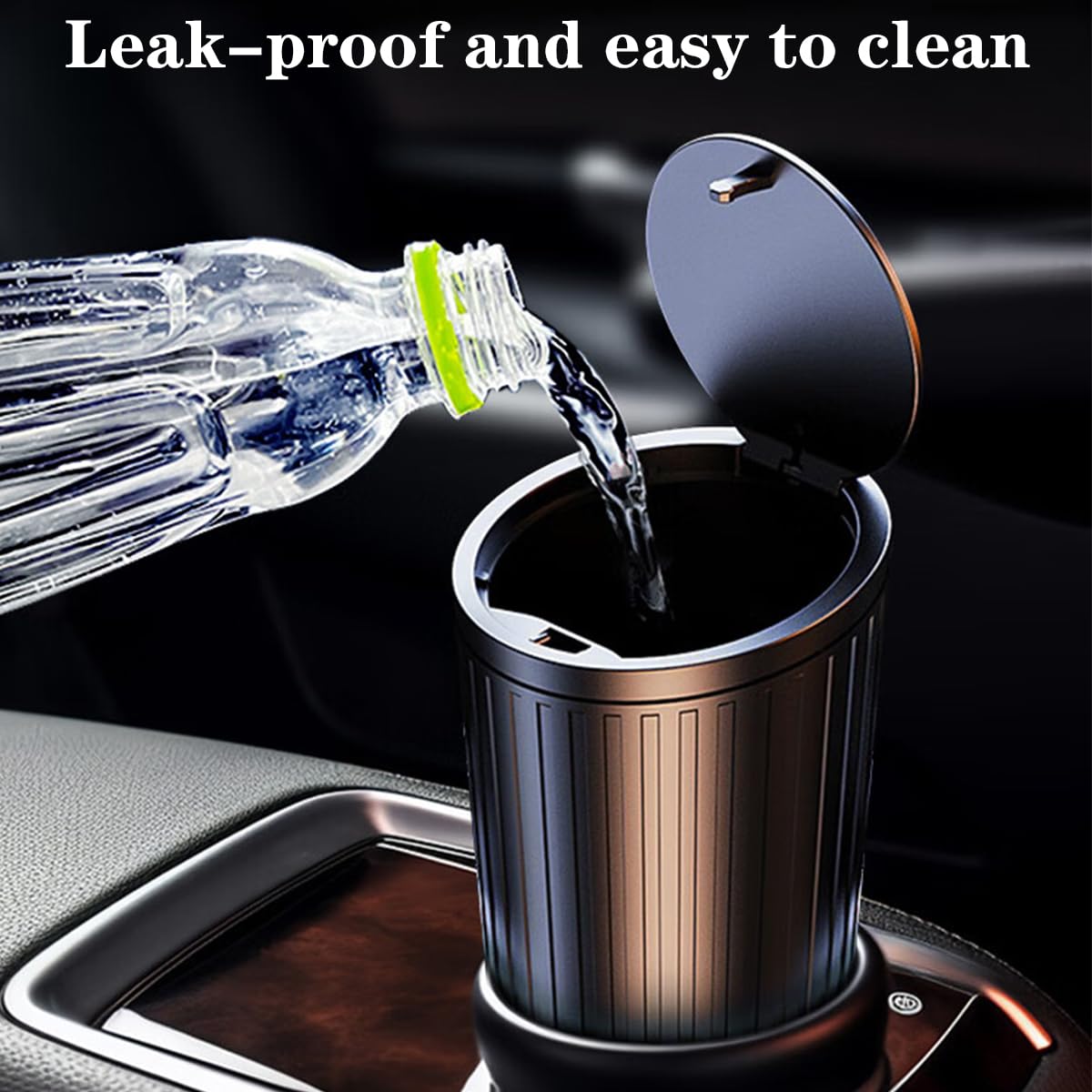 Leakproof 500ml Car Trash Can with Lid and 40 Bags