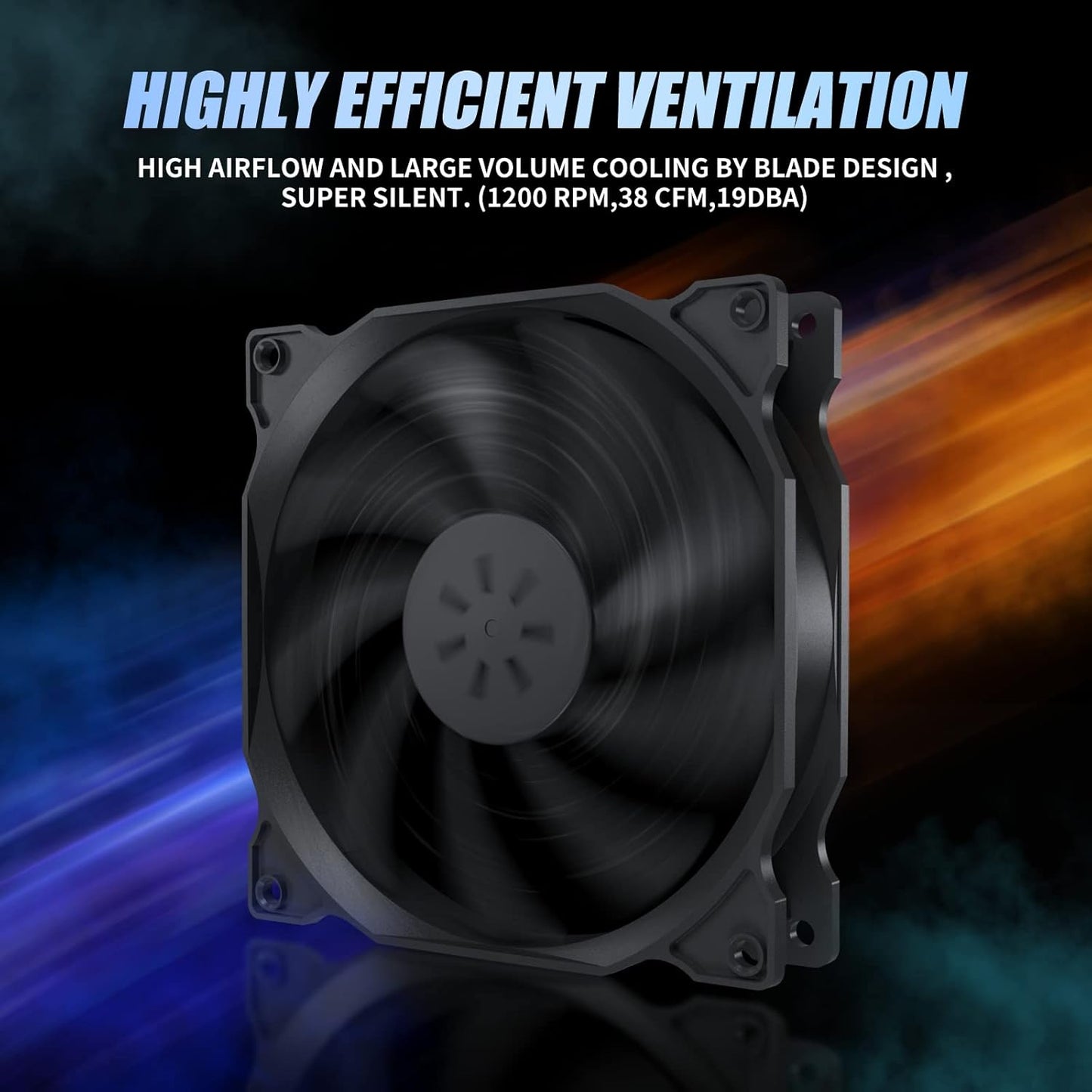 upHere 3‑Pack 120mm Temperature‑Controlled High‑Performance Quiet PC Fan